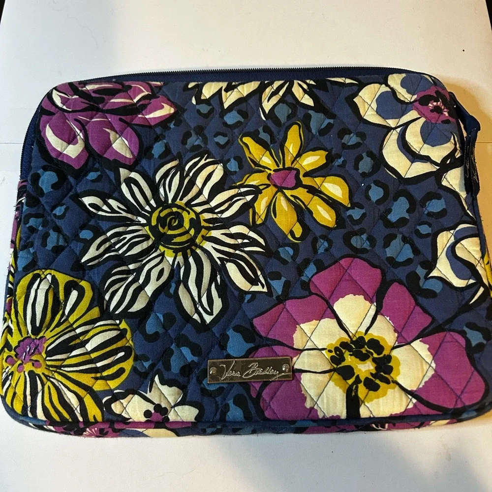 Vera Bradley Fuchsia, Blue and Yellow Floral Print Laptop Sleeve
